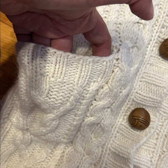 J. Crew Hand Knit Medium Cream Cable Knit Cardigan hand knit womens - Picture 6 of 7